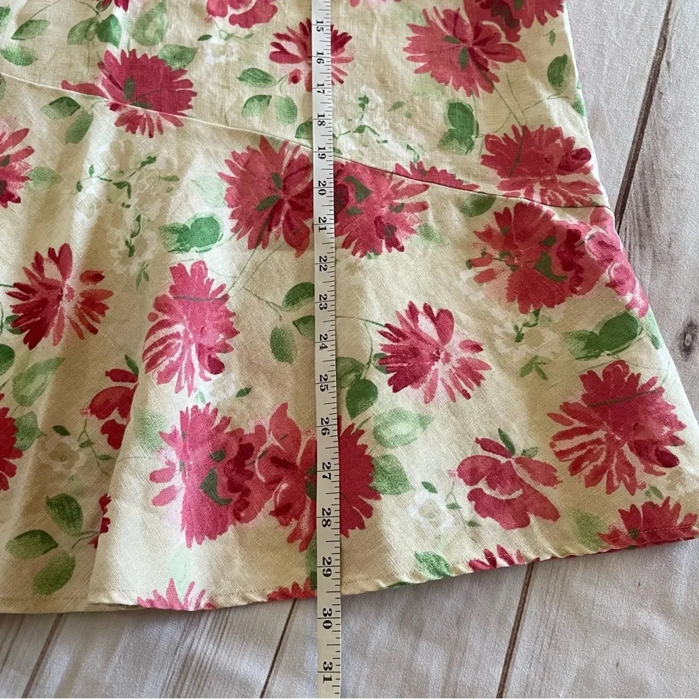 Vintage JM Collection Linen Floral Skirt Women’s 8 A-Line Cottage Flowy Ruffled - Picture 12 of 13